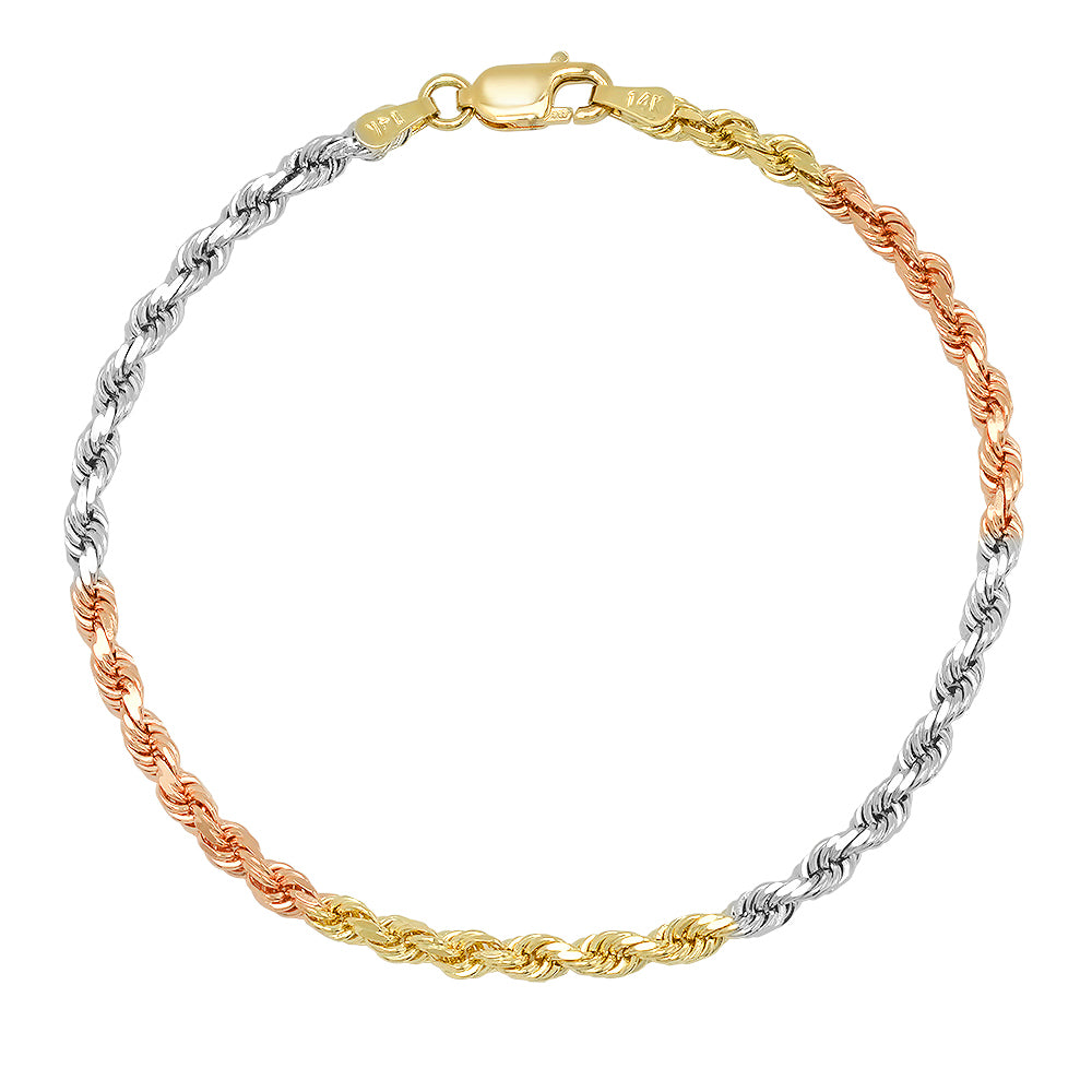 4.0MM Rope Bracelet (Tri Color) – Saints Gold Co.